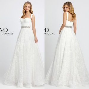 NWOT Mac Duggal Evening Dress White Lace Ball Gown 67150D